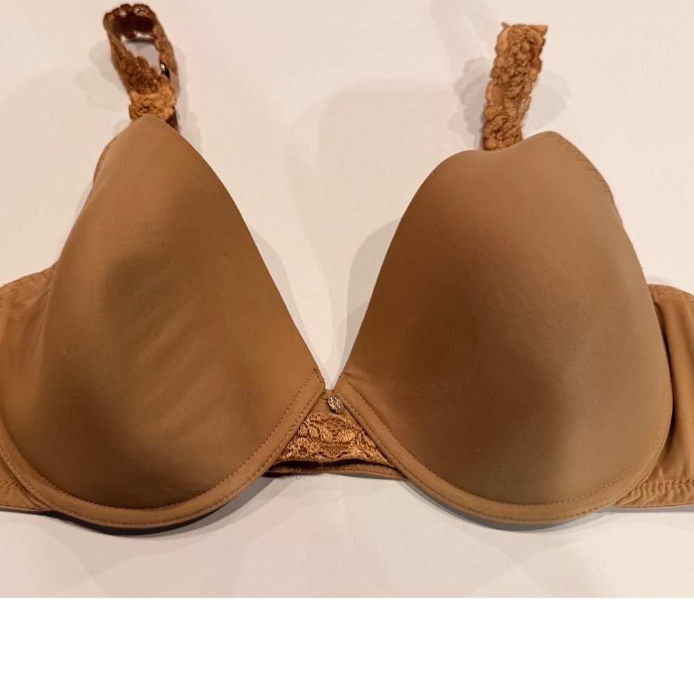 Natori Feathers Contour Underwire Bra Tan Nude Lace Trim 36D